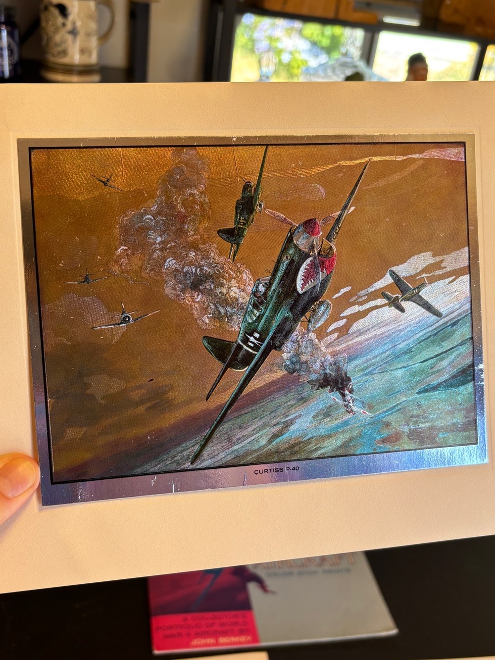 Vintage Aviation Art Prints - Green & Gold Accent Home Art Set World War 2 - Picture 6 of 6